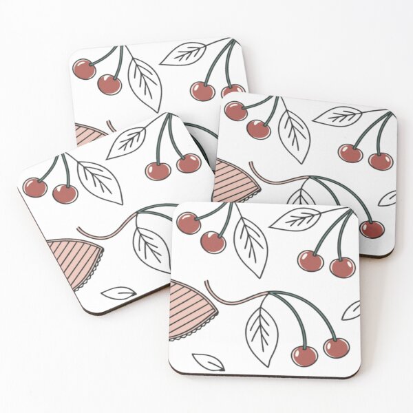 Item preview, Pink Striped Bikini Top with Cherries on Black Background designed and sold by Creative88Art.