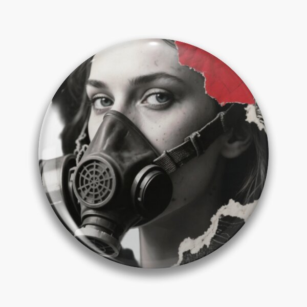 Item preview, Artistic Portrait of Woman in Gas Mask with Collage Elements designed and sold by Creative88Art.
