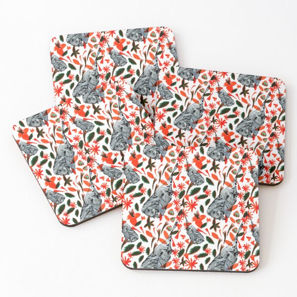 Item preview, Blue Bats with red Flora and Fauna designed and sold by Nawafiadesigns.
