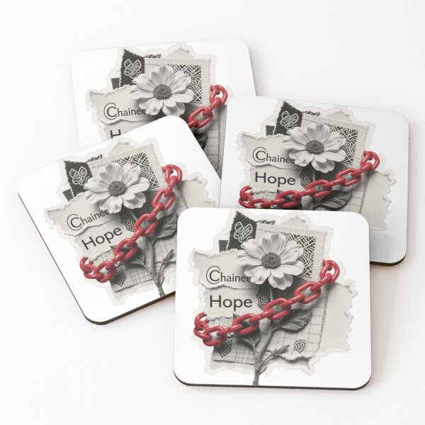 Item preview, Grayscale Floral Design with Red Chain and Text Elements designed and sold by Creative88Art.