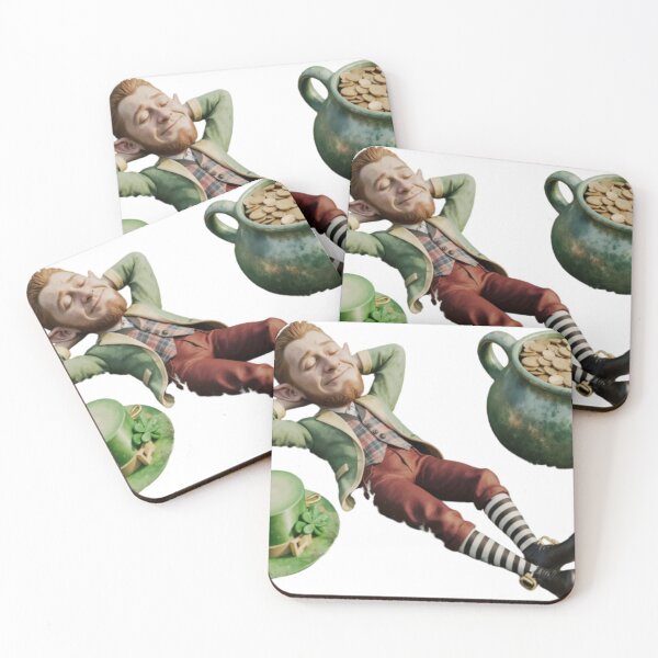 Item preview, Cheerful Leprechaun Reclining with Pot of Gold on White Background designed and sold by Creative88Art.