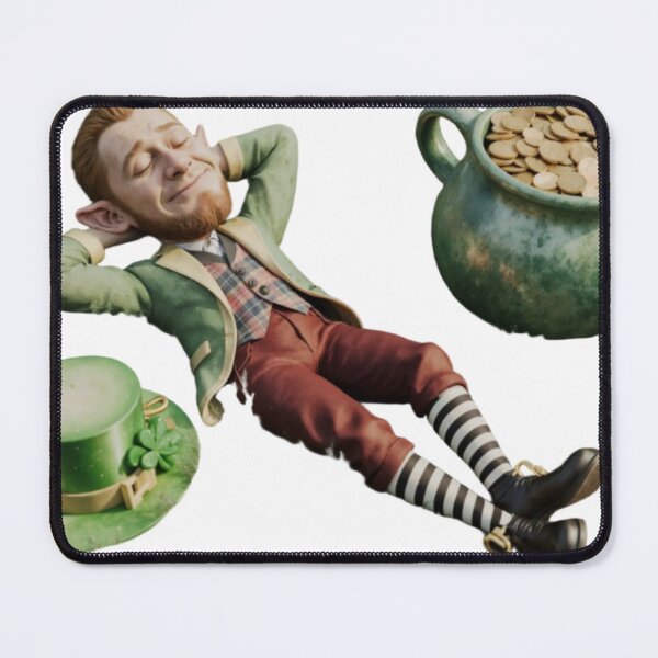 Item preview, Cheerful Leprechaun Reclining with Pot of Gold on White Background designed and sold by Creative88Art.