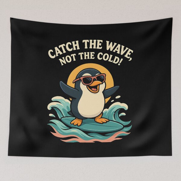 Item preview, Catch the Wave, Not the Cold! – Cute Surfing Penguin Summer T-Shirt designed and sold by JaroPrints.