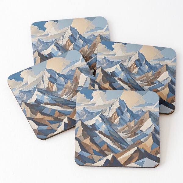 Item preview, Cubist Mountainscape – Abstract Nature Painting designed and sold by Dino-Lune.