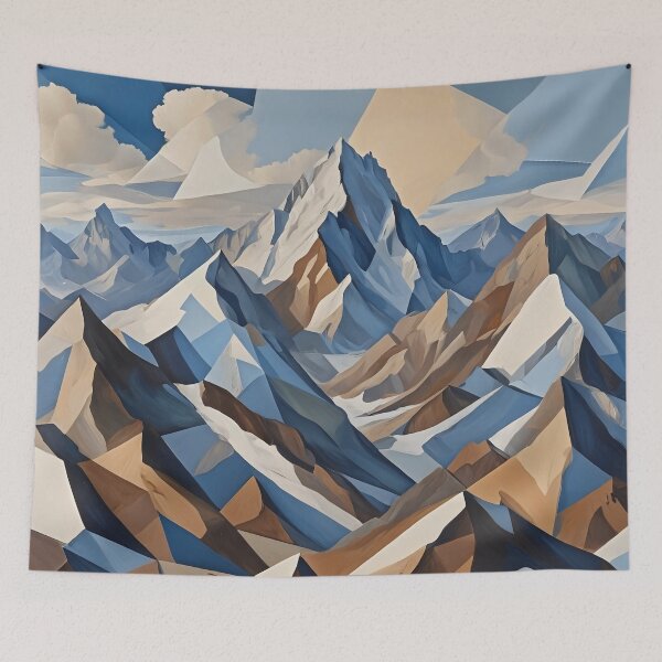 Item preview, Cubist Mountainscape – Abstract Nature Painting designed and sold by Dino-Lune.