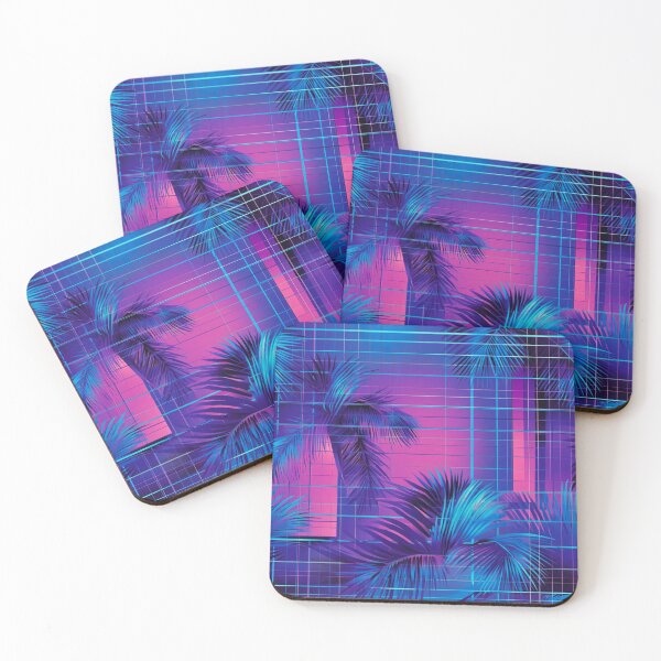 Item preview, Neon Grid Palms – Vaporwave Sunset Dream designed and sold by NotARealGrownUp.