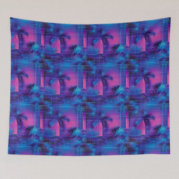 Item preview, Neon Grid Palms – Vaporwave Sunset Dream designed and sold by NotARealGrownUp.