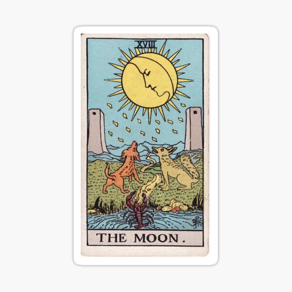 Item preview, The Moon – Tarot Illustration by Pamela Colman Smith (1910) designed and sold by FablesAndFrames.