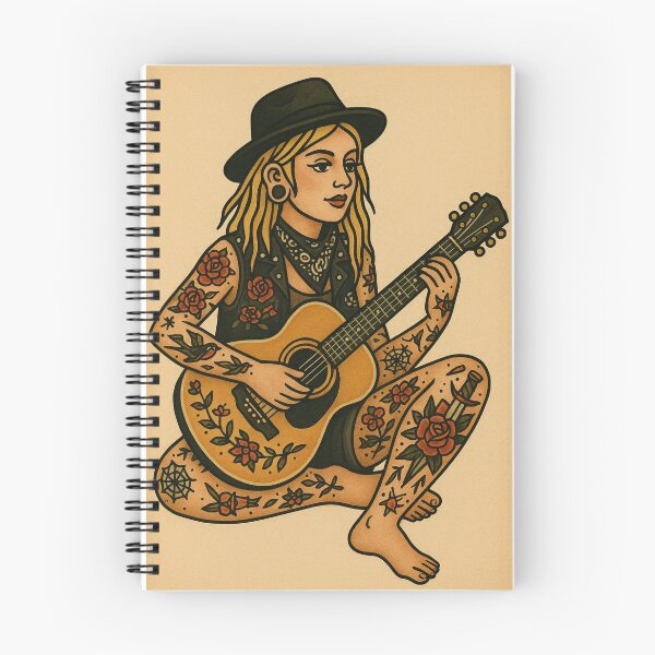 Item preview, Guitar Musician Busker Tattoo Artist Retro Poster Folk Punk Railroad Vintage designed and sold by Wild Blood Designs.