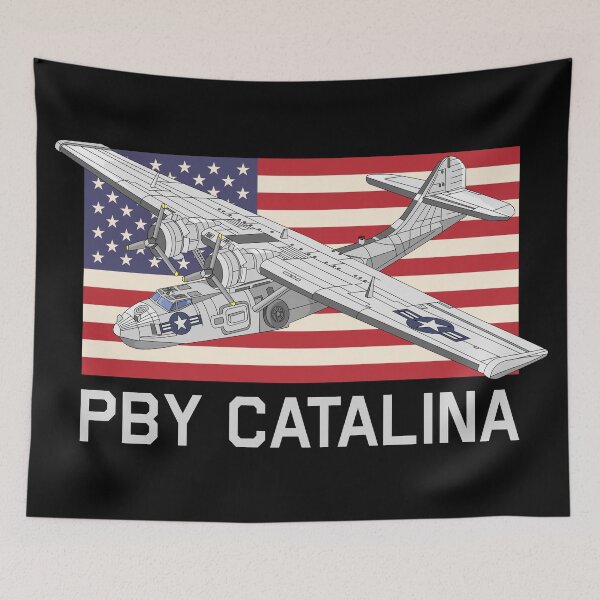 Item preview, PBY Catalina American WW2 Flying Boat Diagram USA Flag designed and sold by MilitaryMart.