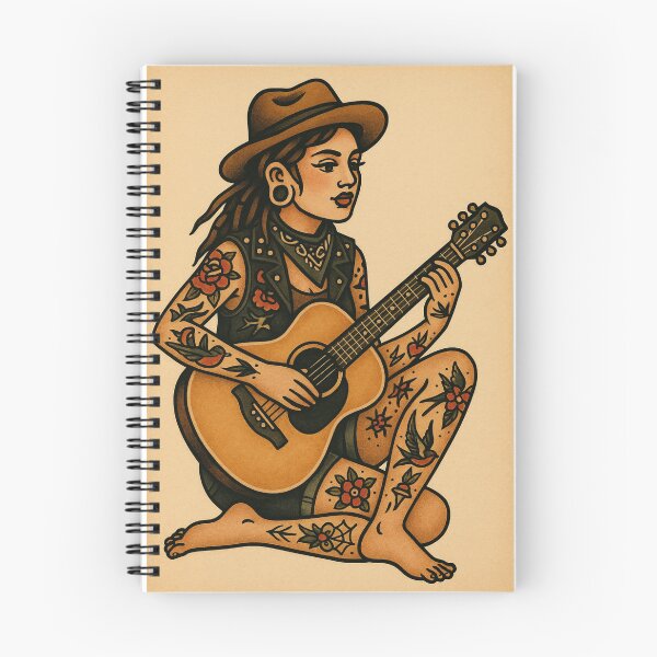 Item preview, Guitar Musician Busker Tattoo Artist Retro Poster Folk Punk Railroad Vintage designed and sold by Wild Blood Designs.