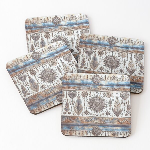 Artikelvorschau, Boho Western Tiedye Stripe – Tribal Leinen Patchwork Print entworfen und verkauft von GardenReign.