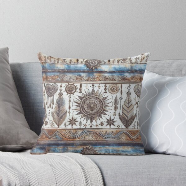 Item preview, Estampado de patchwork de lino tribal con rayas tiedye estilo bohemio occidental designed and sold by GardenReign.