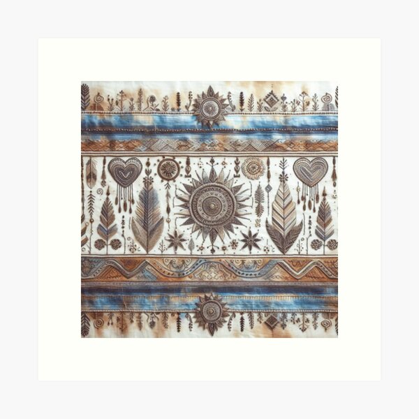 Artikelvorschau, Boho Western Tiedye Stripe – Tribal Leinen Patchwork Print entworfen und verkauft von GardenReign.
