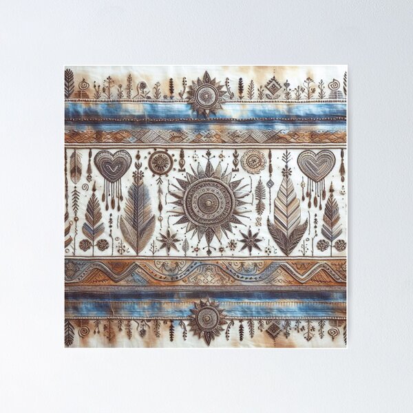 Artikelvorschau, Boho Western Tiedye Stripe – Tribal Leinen Patchwork Print entworfen und verkauft von GardenReign.