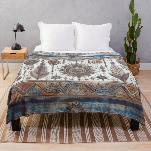 Artikelvorschau, Boho Western Tiedye Stripe – Tribal Leinen Patchwork Print entworfen und verkauft von GardenReign.
