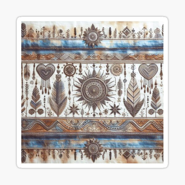 Item preview, Estampado de patchwork de lino tribal con rayas tiedye estilo bohemio occidental designed and sold by GardenReign.