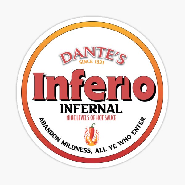 Vista previa del artículo con la obra «Salsa picante Dante's Inferno», diseñado y vendido por CtrlAltGalaxy.