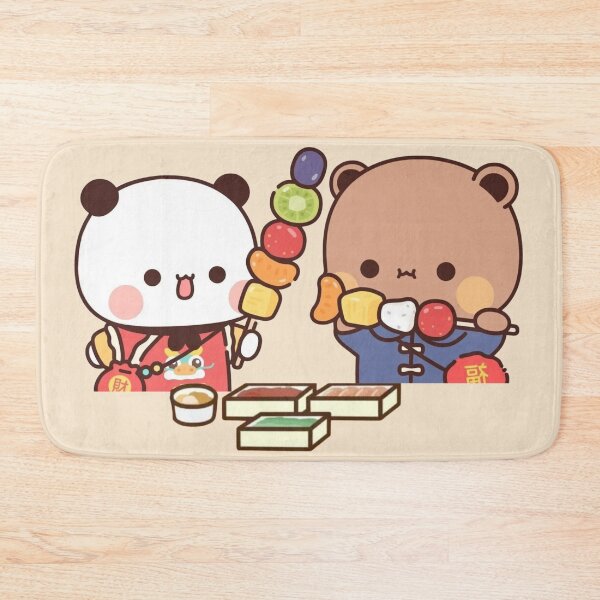 Aperçu de l'œuvre Couple de pandas Bubu Dudu et d'oursons brownies mangeant 2026 créée et vendue par BlueSkylineArts.