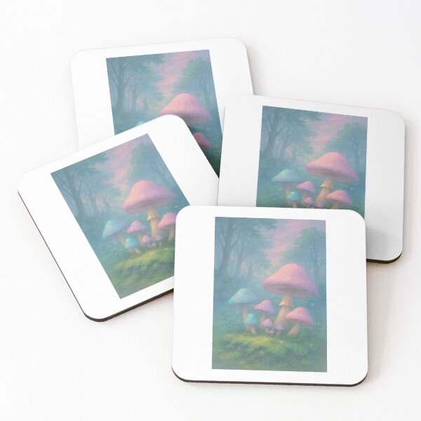 Item preview, Pastel Mushroom Garden – Whimsical Fantasy Illustration designed and sold by SoftWavesStudio.