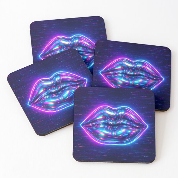 Item preview, Neon Holographic Lips – Futuristic Pop Art for Trendsetters designed and sold by Psycho-Crazy.