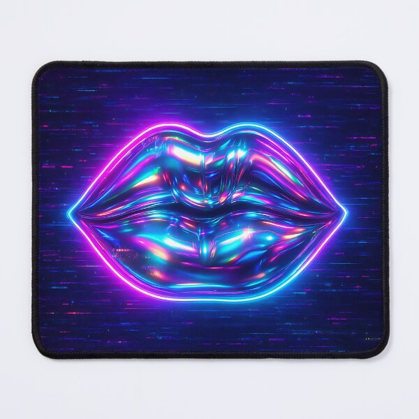 Item preview, Neon Holographic Lips – Futuristic Pop Art for Trendsetters designed and sold by Psycho-Crazy.