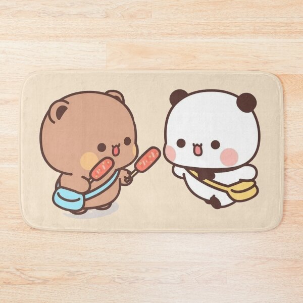 Aperçu de l'œuvre Couple de pandas Bubu Dudu et d'oursons brownies mangeant 2026 créée et vendue par BlueSkylineArts.