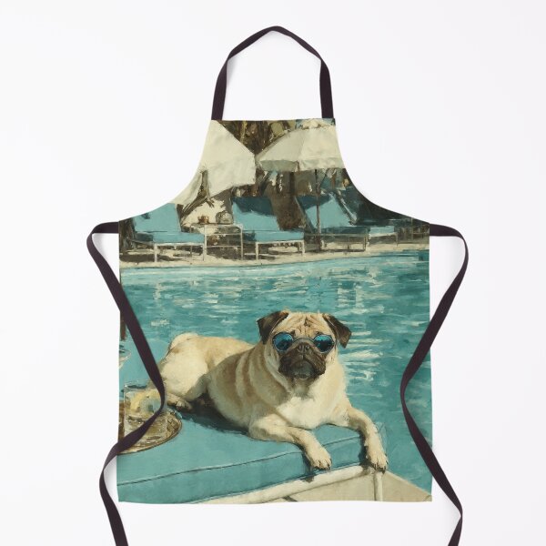 Item preview, Fawn Pug in Sunglasses Poolside with Cocktails designed and sold by Janine Aykens.