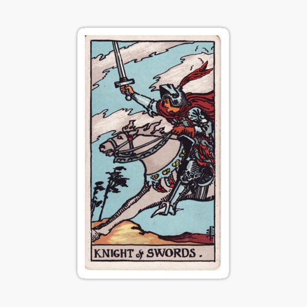 Item preview, Knight of Swords – Illustration by Pamela Colman Smith (1910) designed and sold by FablesAndFrames.