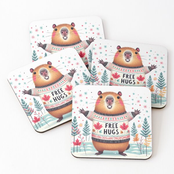 Item preview, Capybara Free Hugs - Scandinavian Folk Art by heidiannemorris © designed and sold by FOLK ART FUSION by heidiannemorris.