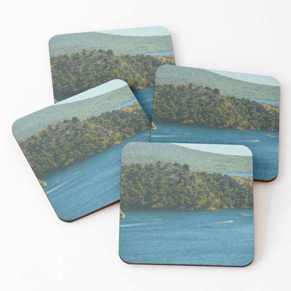 Item preview, Boats Between Green Cliffs – Coastal Summer Serenity designed and sold by Ellaire.