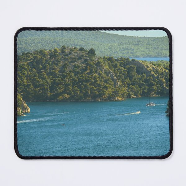 Item preview, Boats Between Green Cliffs – Coastal Summer Serenity designed and sold by Ellaire.
