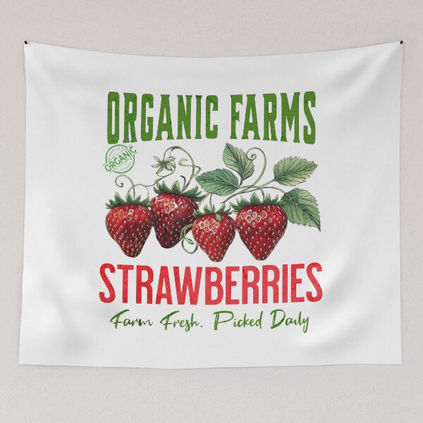 Item preview, Organic Farms Strawberries. Farm Fresh. Picked Daily. Full Color Graphic designed and sold by Arts My Passion.