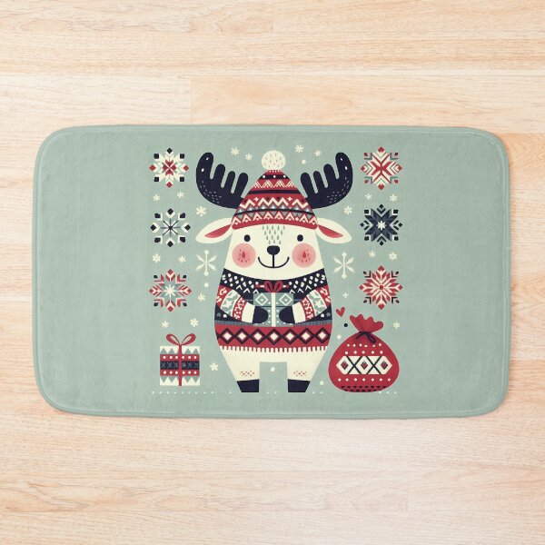 Item preview, Festive Moose - Scandinavian Folk Art by heidiannemorris © designed and sold by FOLK ART FUSION by heidiannemorris.