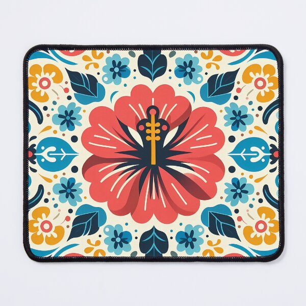Item preview, Hibiscus Flower Pattern - Scandinavian Folk Art by heidiannemorris © designed and sold by FOLK ART FUSION by heidiannemorris.
