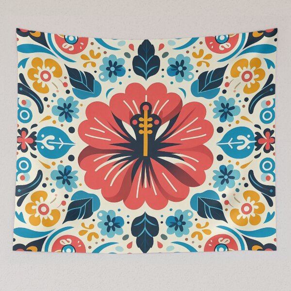 Item preview, Hibiscus Flower Pattern - Scandinavian Folk Art by heidiannemorris © designed and sold by FOLK ART FUSION by heidiannemorris.