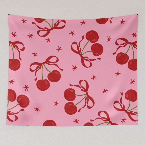 Item preview, Hot Pink Coquette Bow Cherries, Girly Girl designed and sold by newburyboutique.