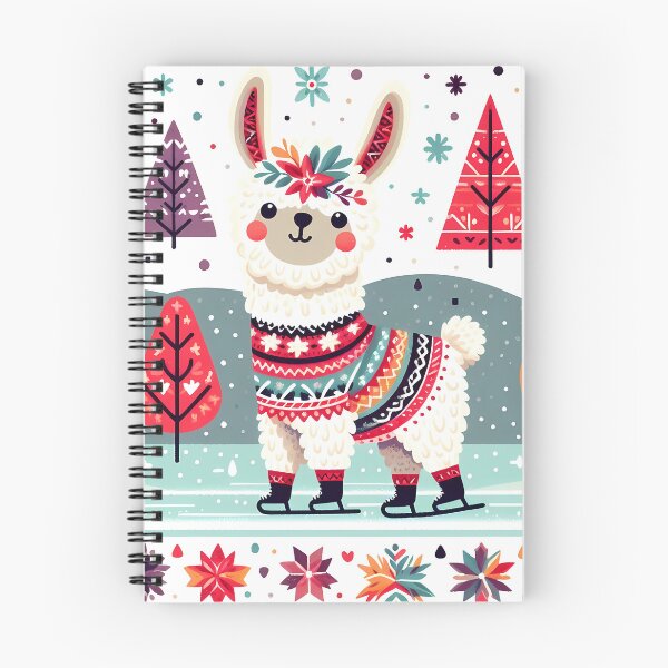 Item preview, Ice Skating Cute Llama - Scandinavian Folk Art by heidiannemorris © designed and sold by FOLK ART FUSION by heidiannemorris.