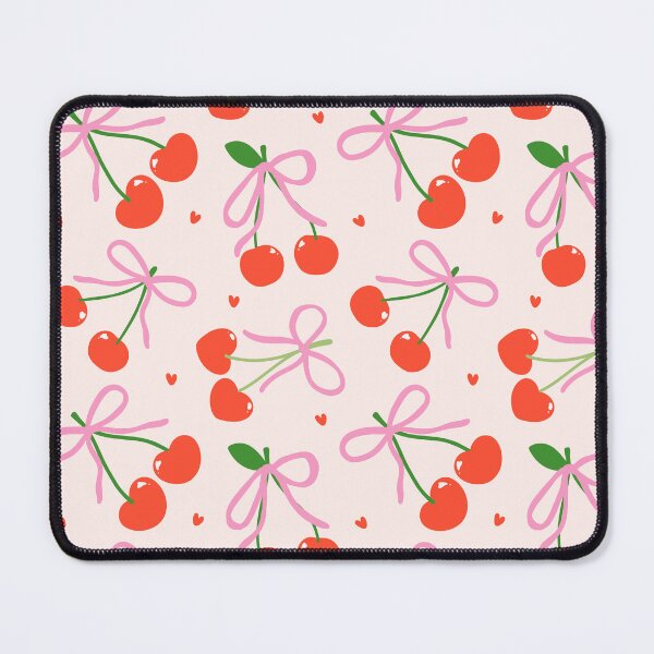 Item preview, Pink Bows, Red Cherry Pattern, Feminine Vintage Pattern designed and sold by newburyboutique.