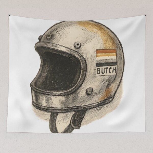 Item preview, Butch Biker Helmet Retro Pride Shirt designed and sold by Uglyandcute.