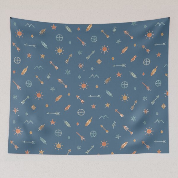 Item preview, Spirit Symbols on Indigo – Boho Tribal Pattern designed and sold by GardenReign.