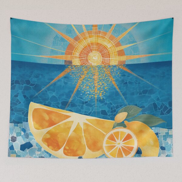 Item preview, Mediterranean Citrus Sunburst – Coastal Mosaic  designed and sold by MiraLumeStudio.