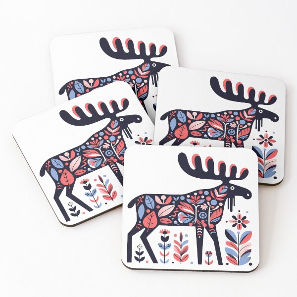 Item preview, Majestic Moose Pattern - Scandinavian Folk Art by heidiannemorris © designed and sold by FOLK ART FUSION by heidiannemorris.