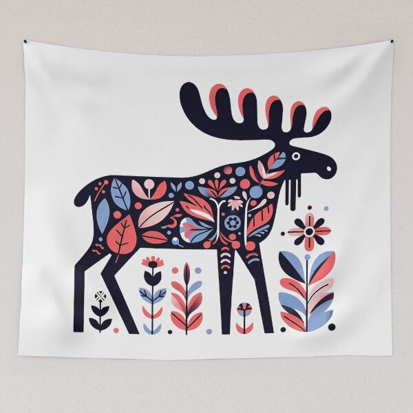 Item preview, Majestic Moose Pattern - Scandinavian Folk Art by heidiannemorris © designed and sold by FOLK ART FUSION by heidiannemorris.
