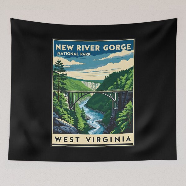 Item preview, A Vintage Illustration of New River Gorge National Park - West Virginia  designed and sold by GoodOldVintage.