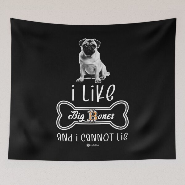 Item preview, I Like Big ₿ones – Funny pug with Bitcoin pun designed and sold by Silvernuit.