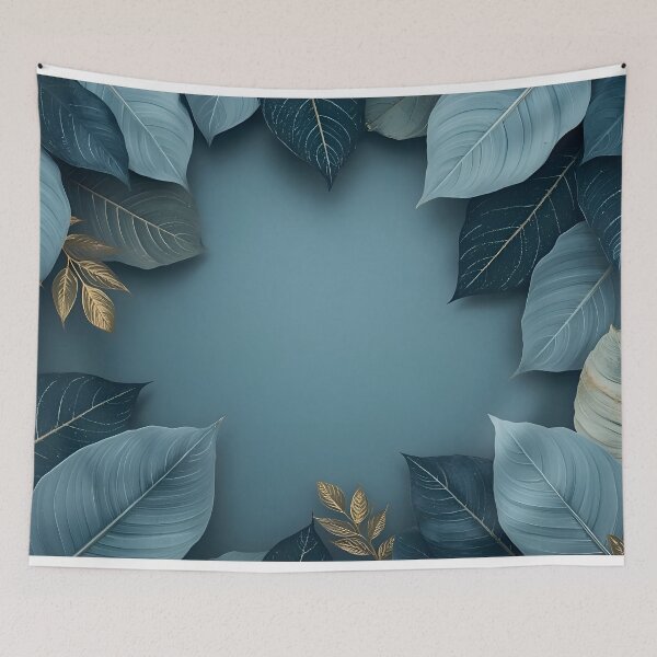 Item preview, Elegant Blue and Gold Leaves designed and sold by A L O N E.