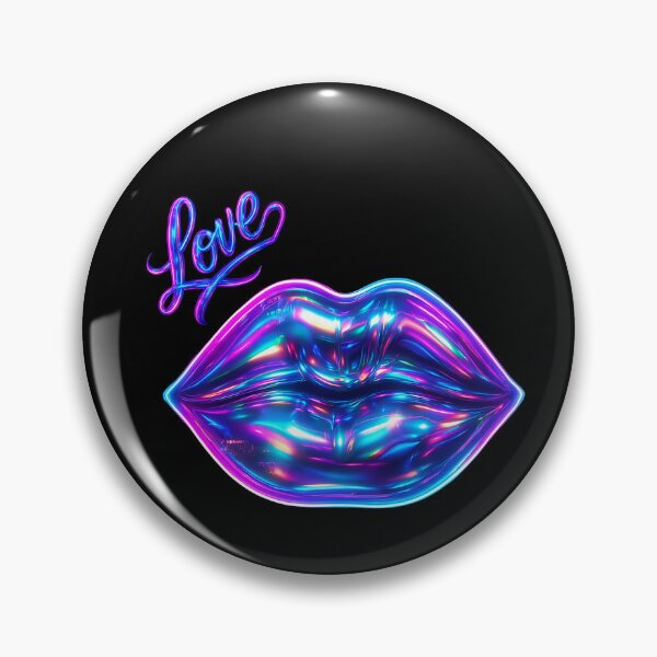 Item preview, Neon Holographic Love Lips – Futuristic Pop Art Wall Print designed and sold by Psycho-Crazy.