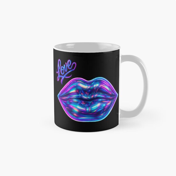 Item preview, Neon Holographic Love Lips – Futuristic Pop Art Wall Print designed and sold by Psycho-Crazy.