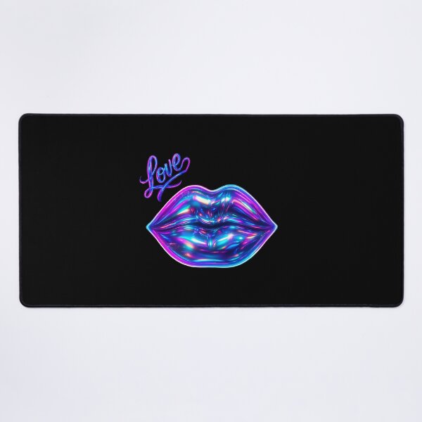 Item preview, Neon Holographic Love Lips – Futuristic Pop Art Wall Print designed and sold by Psycho-Crazy.